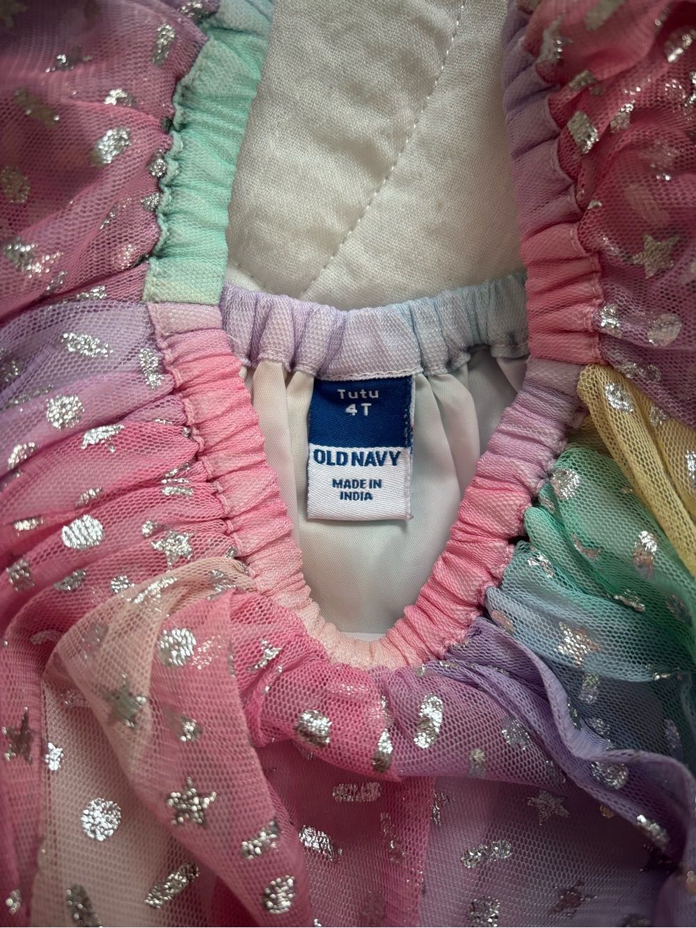 Old Navy Pastel Rainbow Tutu with Silver Stars